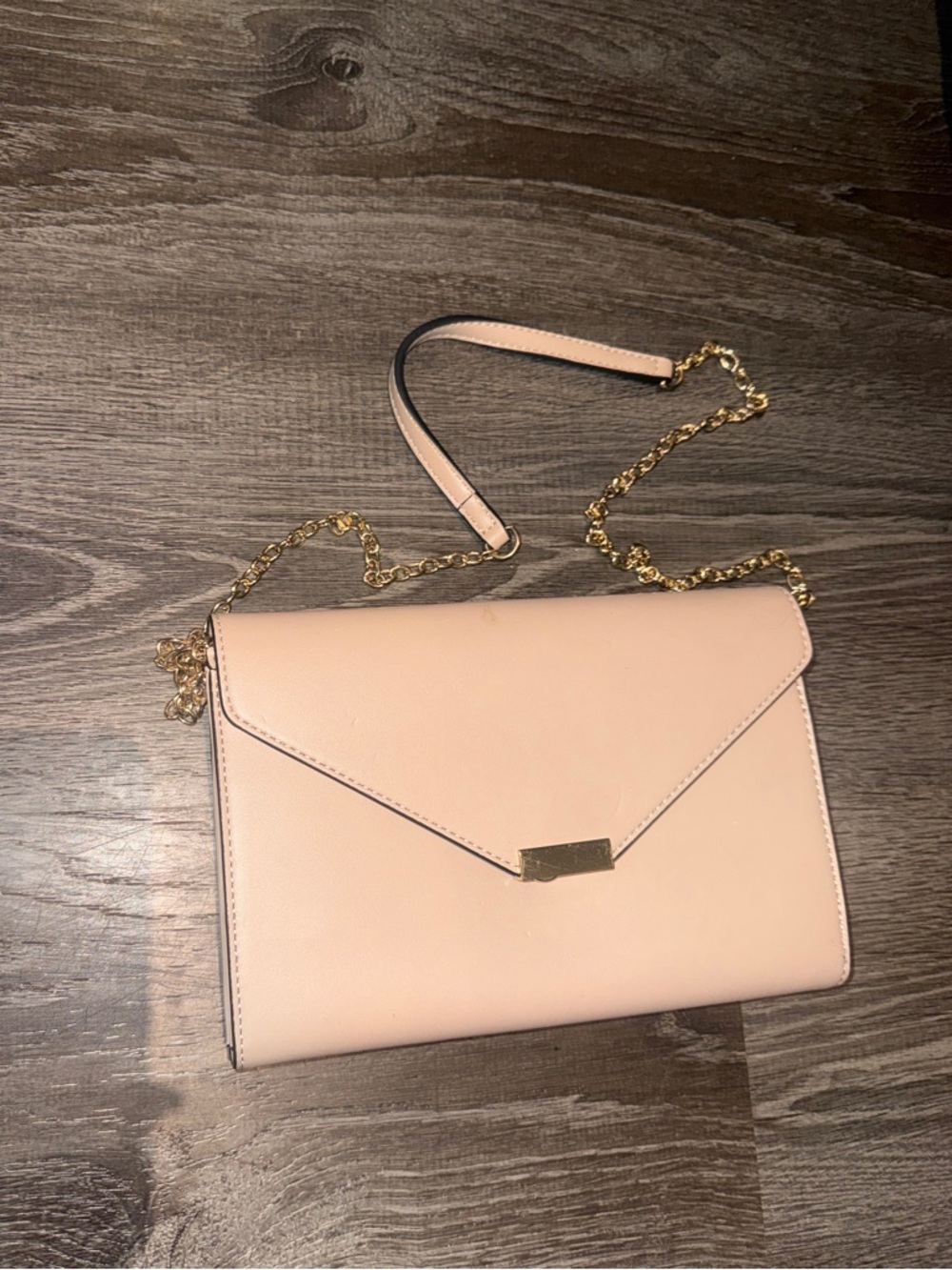 Aldo Blush Pink Envelope Crossbody with Gold Chain